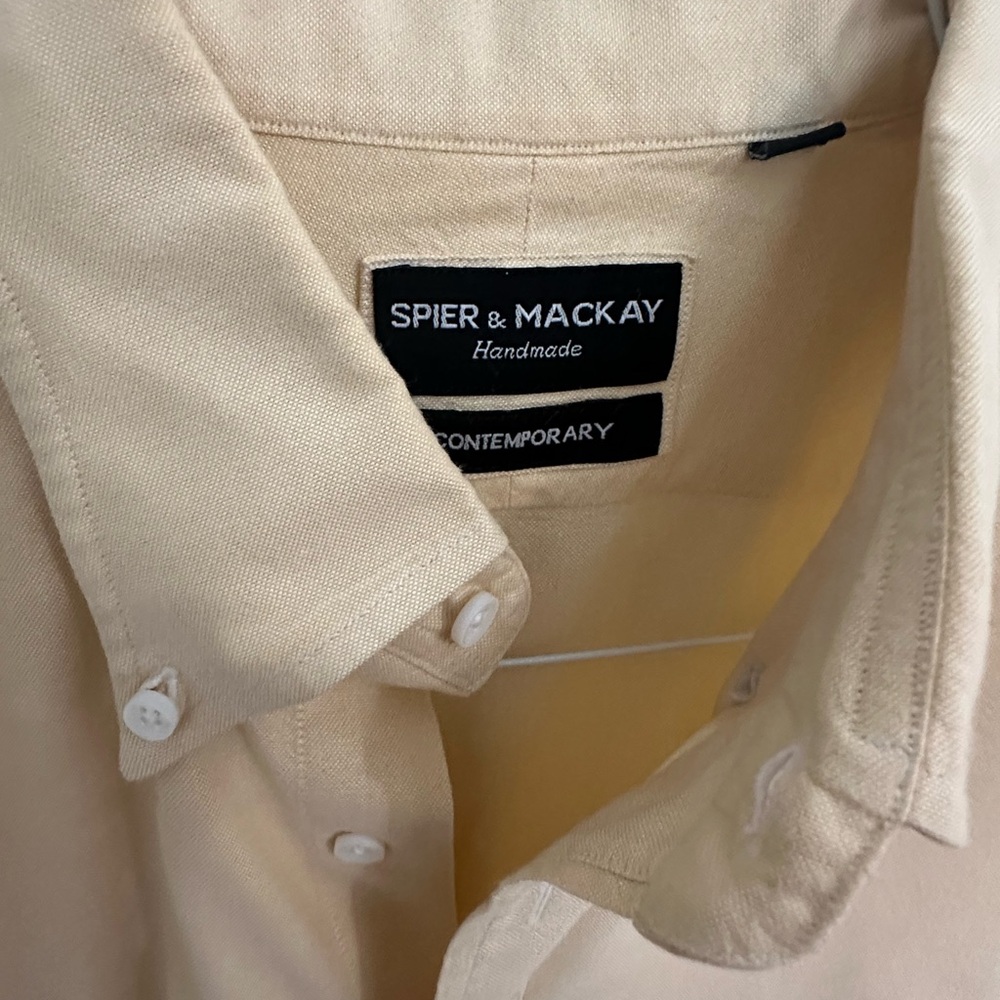 Spier & Mackay soft Yellow Oxford Button-Up Shirt size 16 34 Contemporary Fit